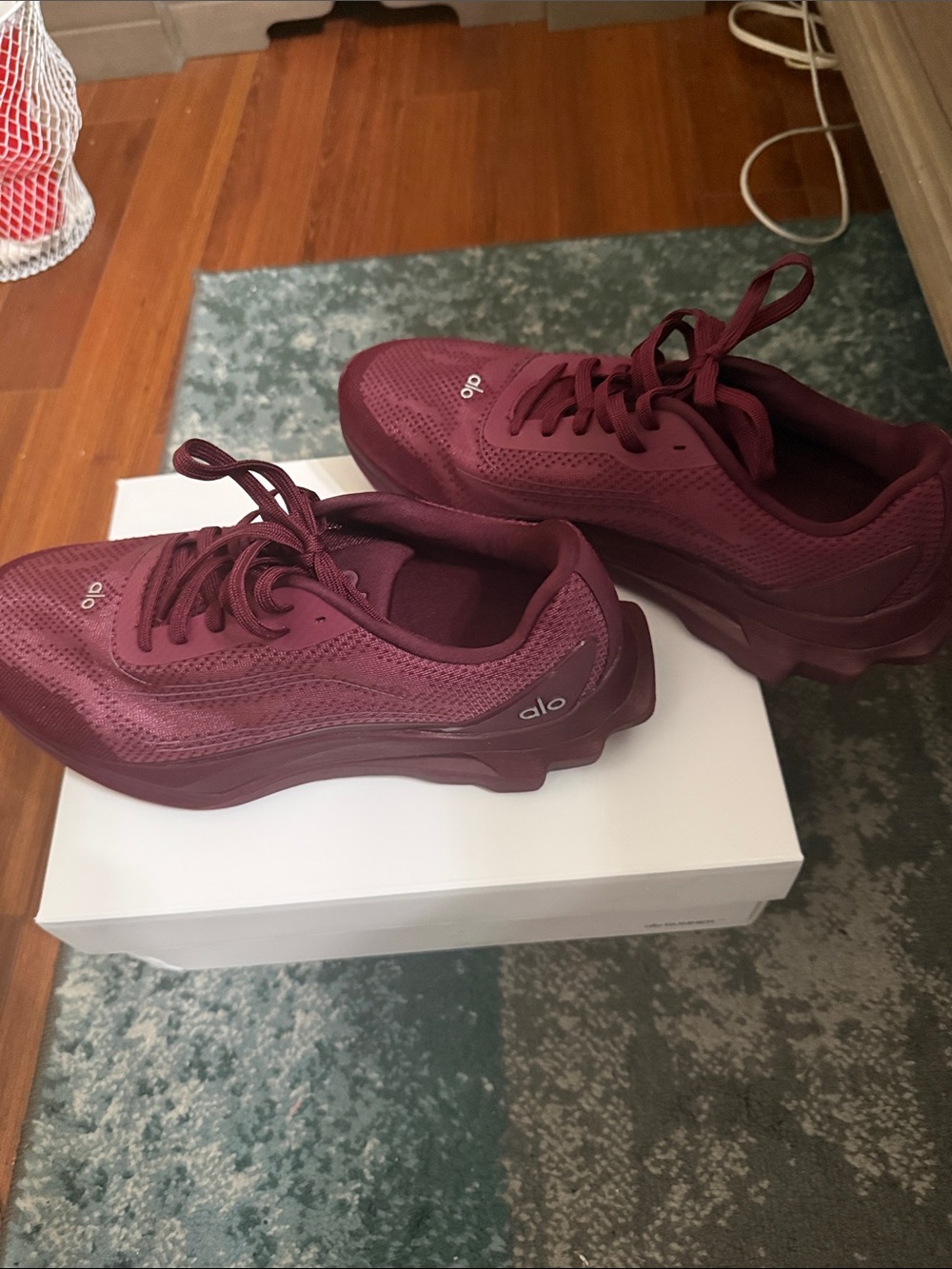 ALO Yoga Women's Burgundy Lace-Up Trainer Sneakers